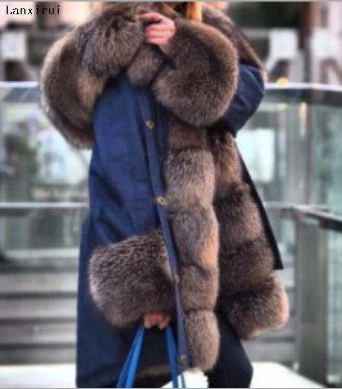 Parka Coats Thick Large Fur Collar Hooded Warm Coatwomen&