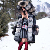 Parka Coats Thick Large Fur Collar Hooded Warm Coatwomen&