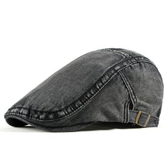 Simple Washed Denim Berets Unisex Hat Spring Summer Peaked Flat Cap  - Acapparelstore