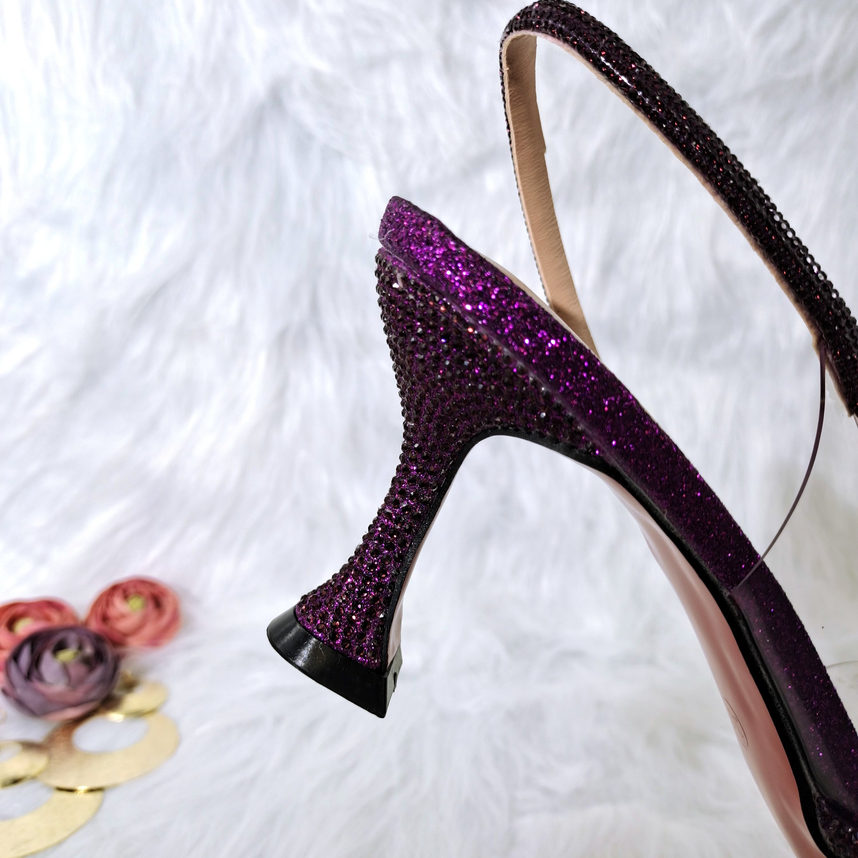 Streamline Shoes Pointed Shiny Diamond Shoes BagComfortable Women's Streamline Shoes Pointed Shiny Diamond Shoes Bag