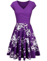 -Neck Big Swing Stitching Retro SundressFloral Print Mini Dress Sexy V-Neck Big Swing Stitching Retro Sundress