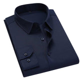 Men Solid Color Business Shirt Fashion Slim White Long Sleeve Shirt - Acapparelstore