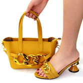 Metal Decoration Party Italian Ladies Shoes and Bags to Match Set - Acapparelstore