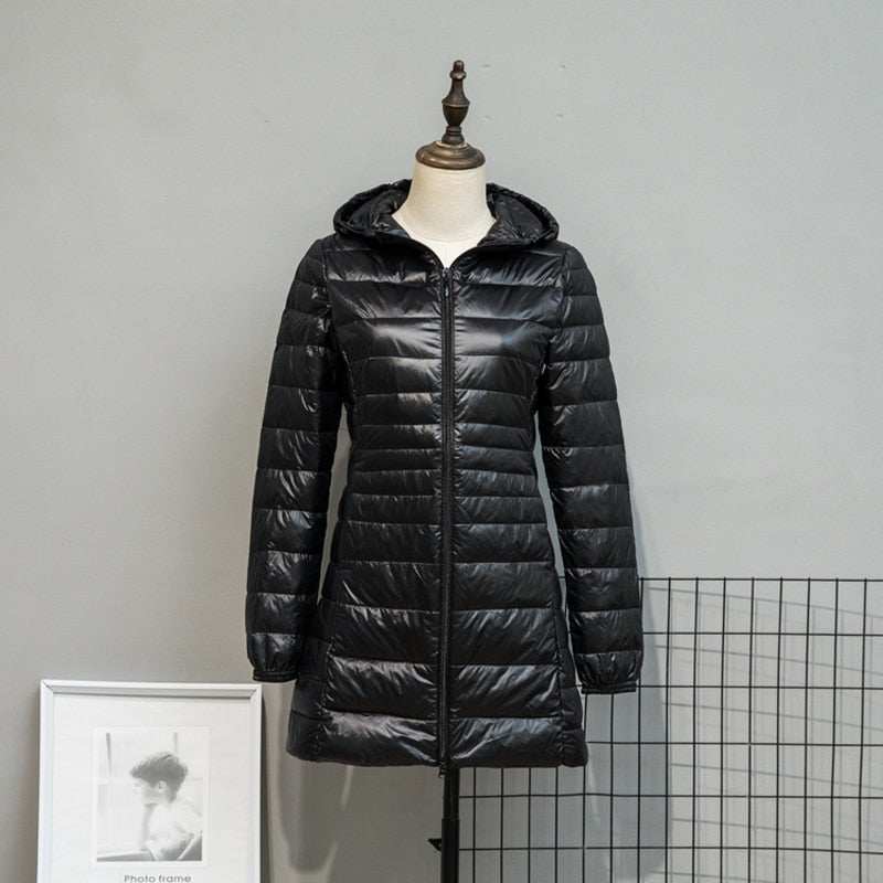 Jackets Women'Long Down Jackets Women's Ultra-Light Hooded Duck Down Coat