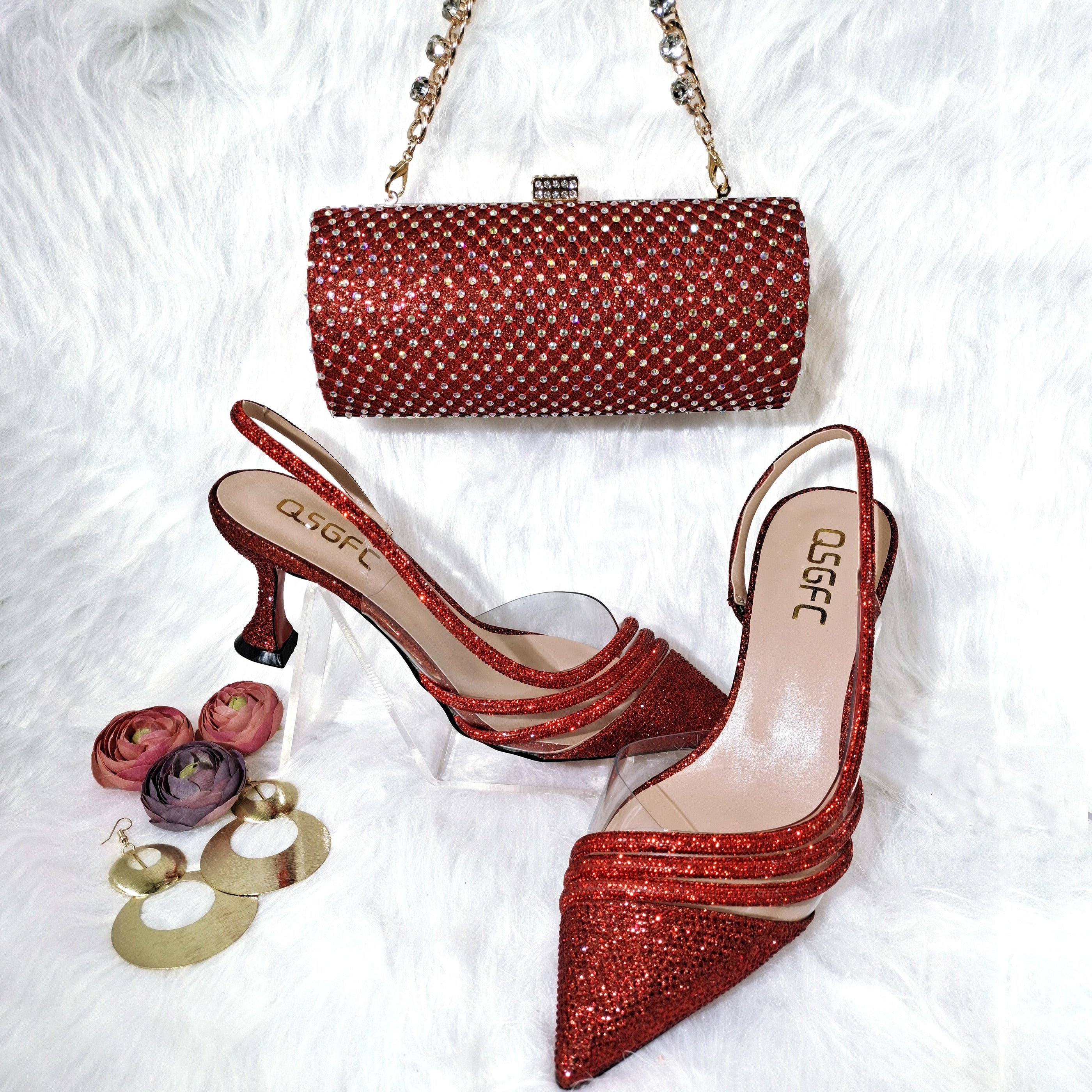 Streamline Shoes Pointed Shiny Diamond Shoes BagComfortable Women's Streamline Shoes Pointed Shiny Diamond Shoes Bag