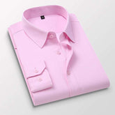 Men Solid Color Business Shirt Fashion Slim White Long Sleeve Shirt - Acapparelstore