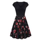 -Neck Big Swing Stitching Retro SundressFloral Print Mini Dress Sexy V-Neck Big Swing Stitching Retro Sundress