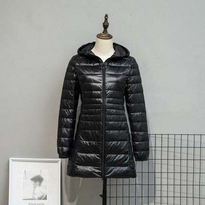 Jackets Women'Long Down Jackets Women's Ultra-Light Hooded Duck Down Coat
