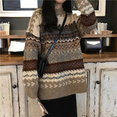 Vintage Sweater Women Knitted Pullovers Striped Winter Streetwear - Acapparelstore