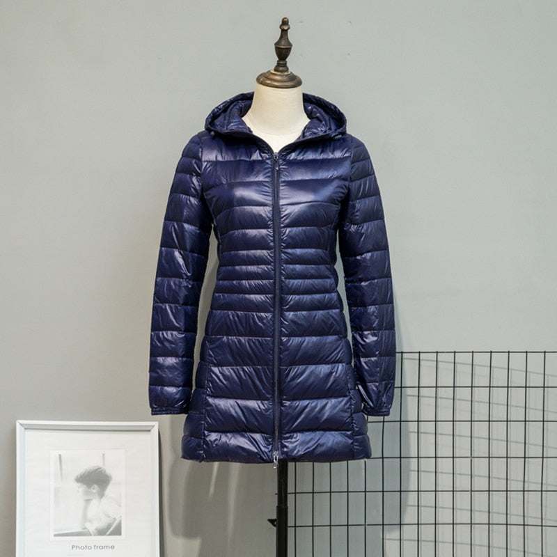 Jackets Women'Long Down Jackets Women's Ultra-Light Hooded Duck Down Coat