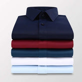 Men Solid Color Business Shirt Fashion Slim White Long Sleeve Shirt - Acapparelstore