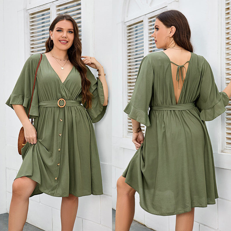 Size Loose Backless Long DressWomen's Casual Dress Plus Size Loose Backless Long Dress
