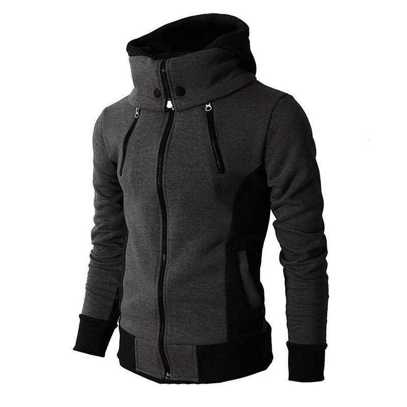 Men's Autumn Winter Coat Casual Fleece Bomber Jacket Scarf Collar - Acapparelstore