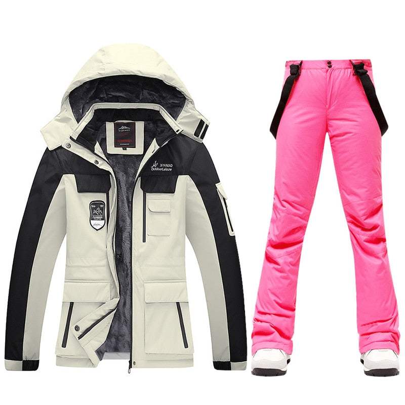 Ski Suits Women's Winter Fleece Ski Jackets and Strap Pants - Acapparelstore