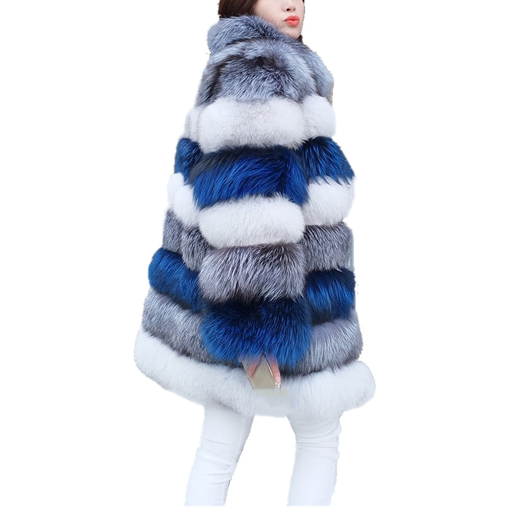 Women's Parka Coat Luxury Long Sleeve Stand Collar Faux Fur Coat - Acapparelstore