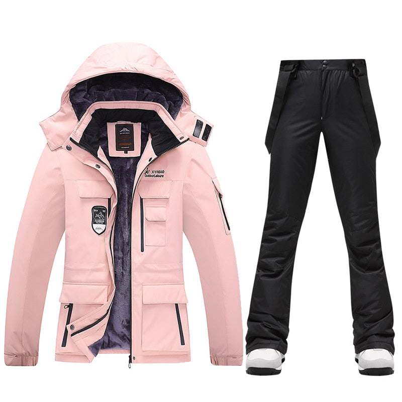 Ski Suits Women's Winter Fleece Ski Jackets and Strap Pants - Acapparelstore