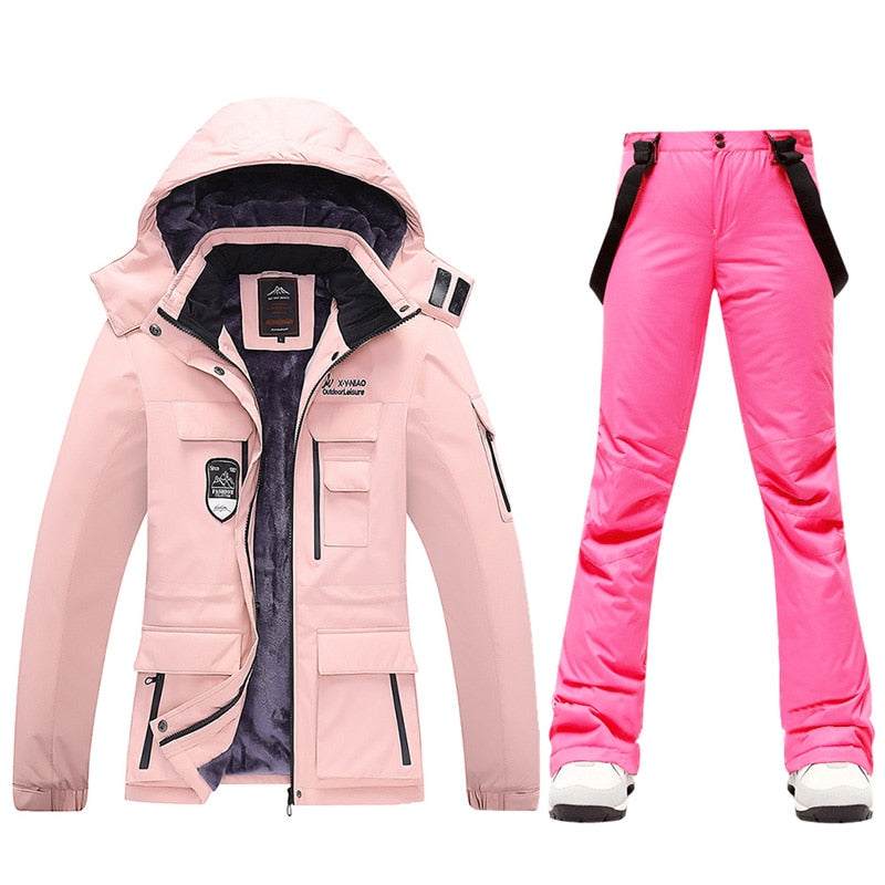 Ski Suits Women's Winter Fleece Ski Jackets and Strap Pants - Acapparelstore