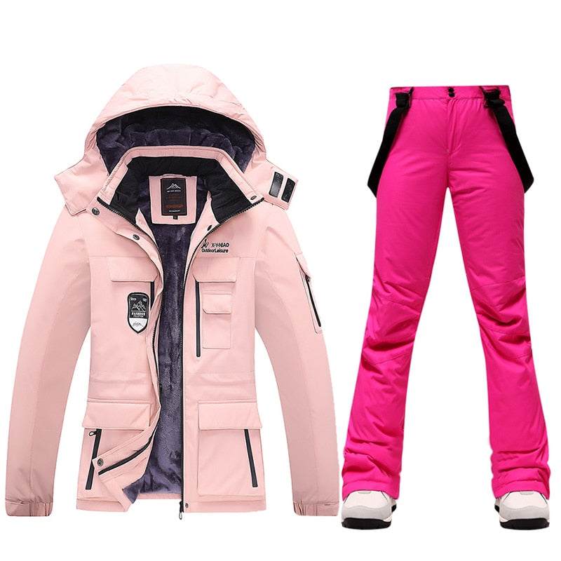 Ski Suits Women's Winter Fleece Ski Jackets and Strap Pants - Acapparelstore