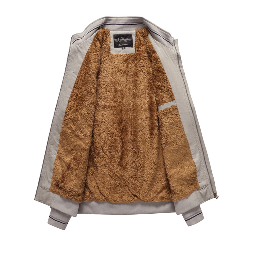 Fashion Jacket Stand Collar Fleece Lined Warm StreetwearMen&