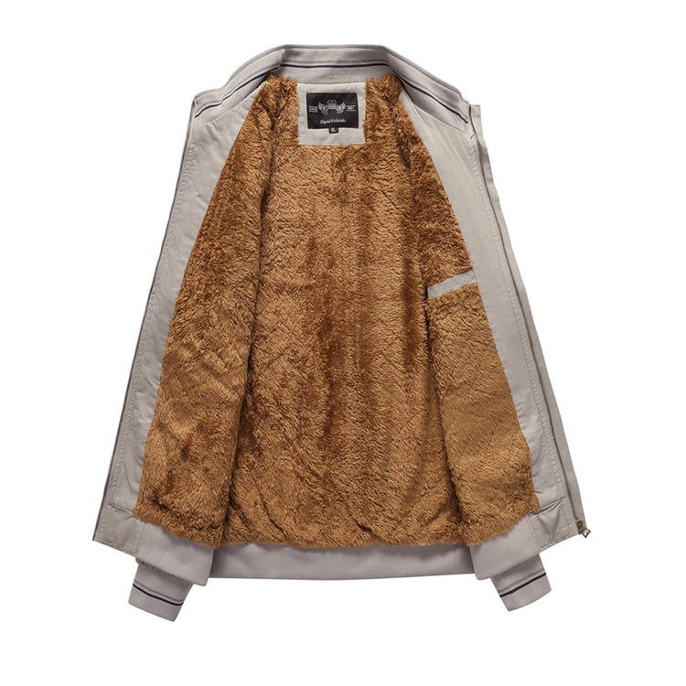 Fashion Jacket Stand Collar Fleece Lined Warm StreetwearMen&