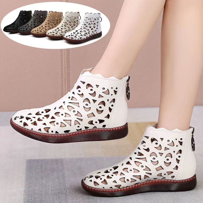Women's Hollow Out Zip Boots Platform Summer Breathable Shoes - Acapparelstore