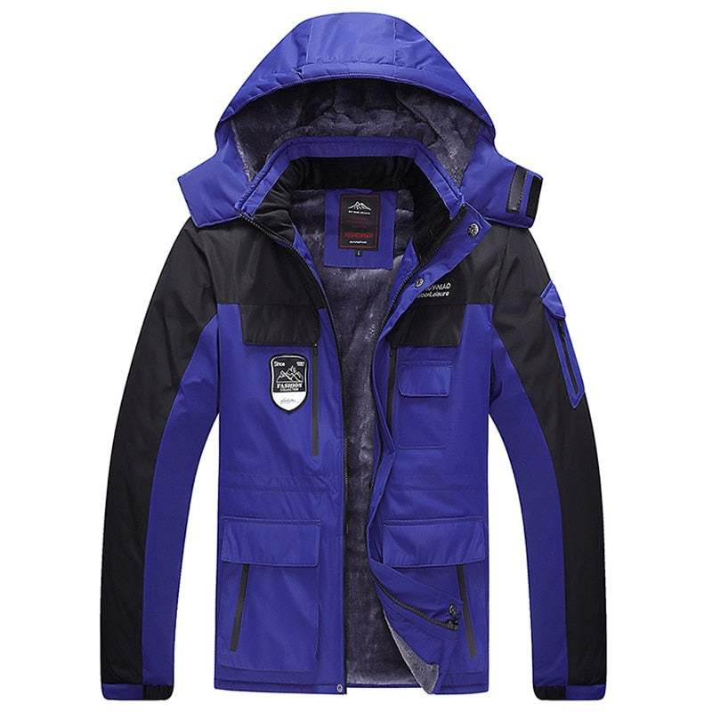Men's Waterproof Jacket Thick Warm Winter Fleece Jacket Large Size - Acapparelstore