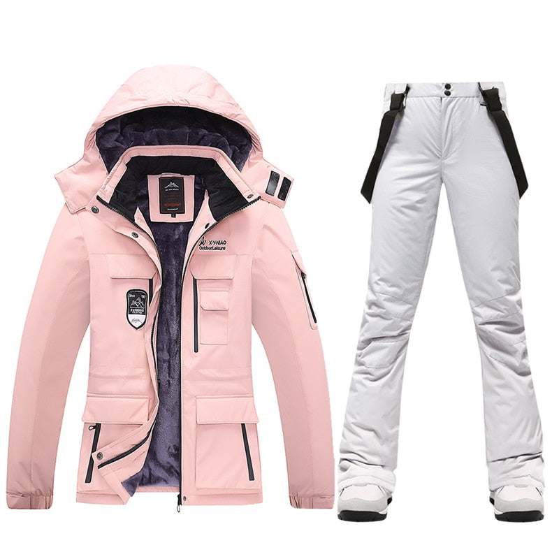 Ski Suits Women's Winter Fleece Ski Jackets and Strap Pants - Acapparelstore