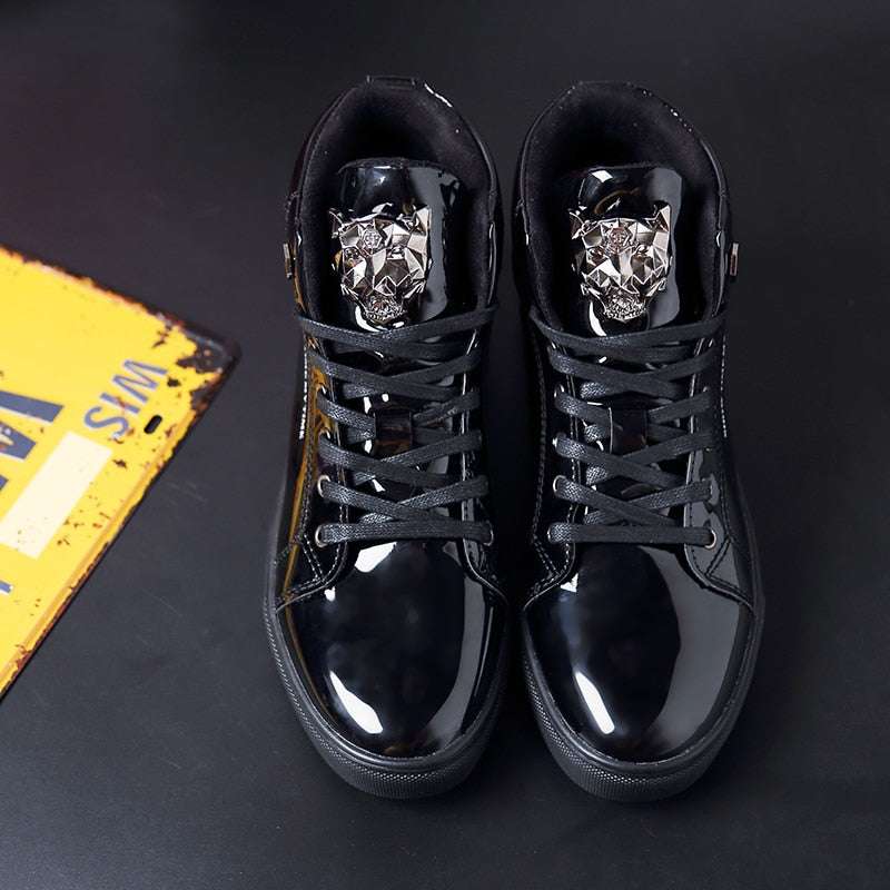 Luxury Men's Ankle Boots Black and White Crocodile Printed Shoes - Acapparelstore