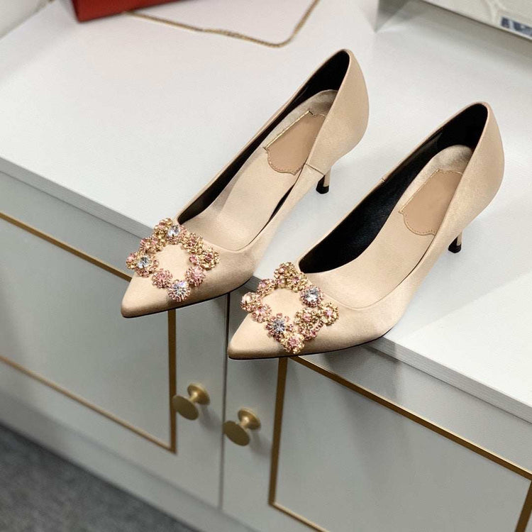 Rhinestone Pointed High Heels Stiletto Party Wedding ShoesWomen&