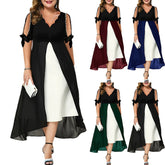 -Neck Dress Casual Solid Loose Party DressWomen&