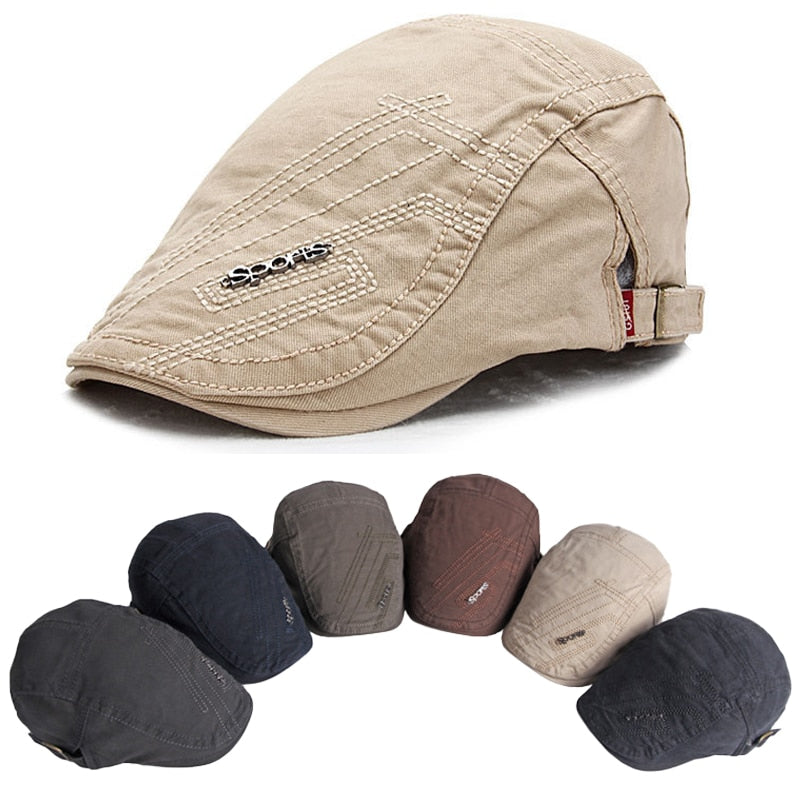 Berets Cotton British Vintage Flat Caps Solid Gray Black CapsMan's Berets Cotton British Vintage Flat Caps Solid Gray Black Caps