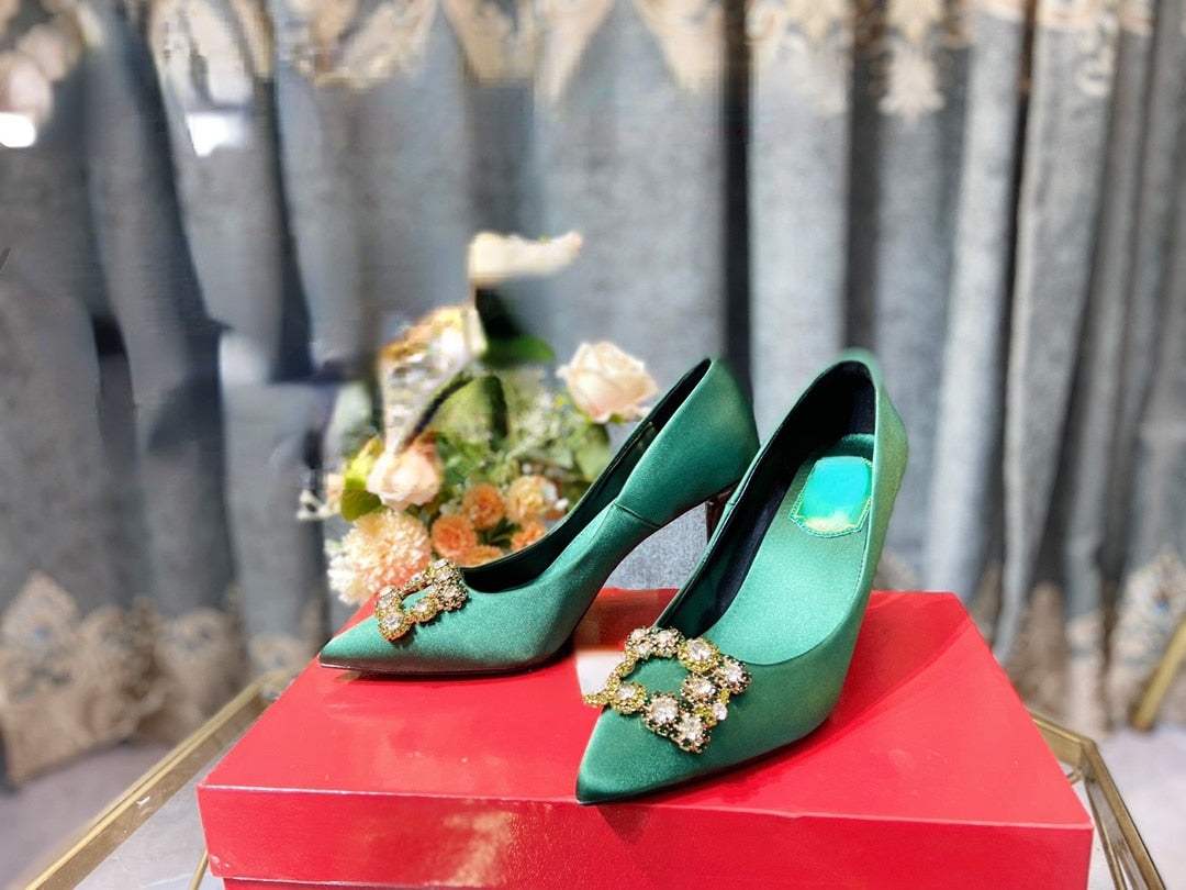 Rhinestone Pointed High Heels Stiletto Party Wedding ShoesWomen&
