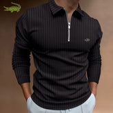 Men Stripe Long Sleeve Shirt Spring Autumn Embroidery Warm T-Shirt - Acapparelstore