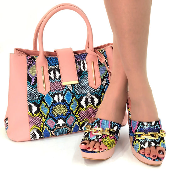 Metal Decoration Party Italian Ladies Shoes and Bags to Match Set - Acapparelstore