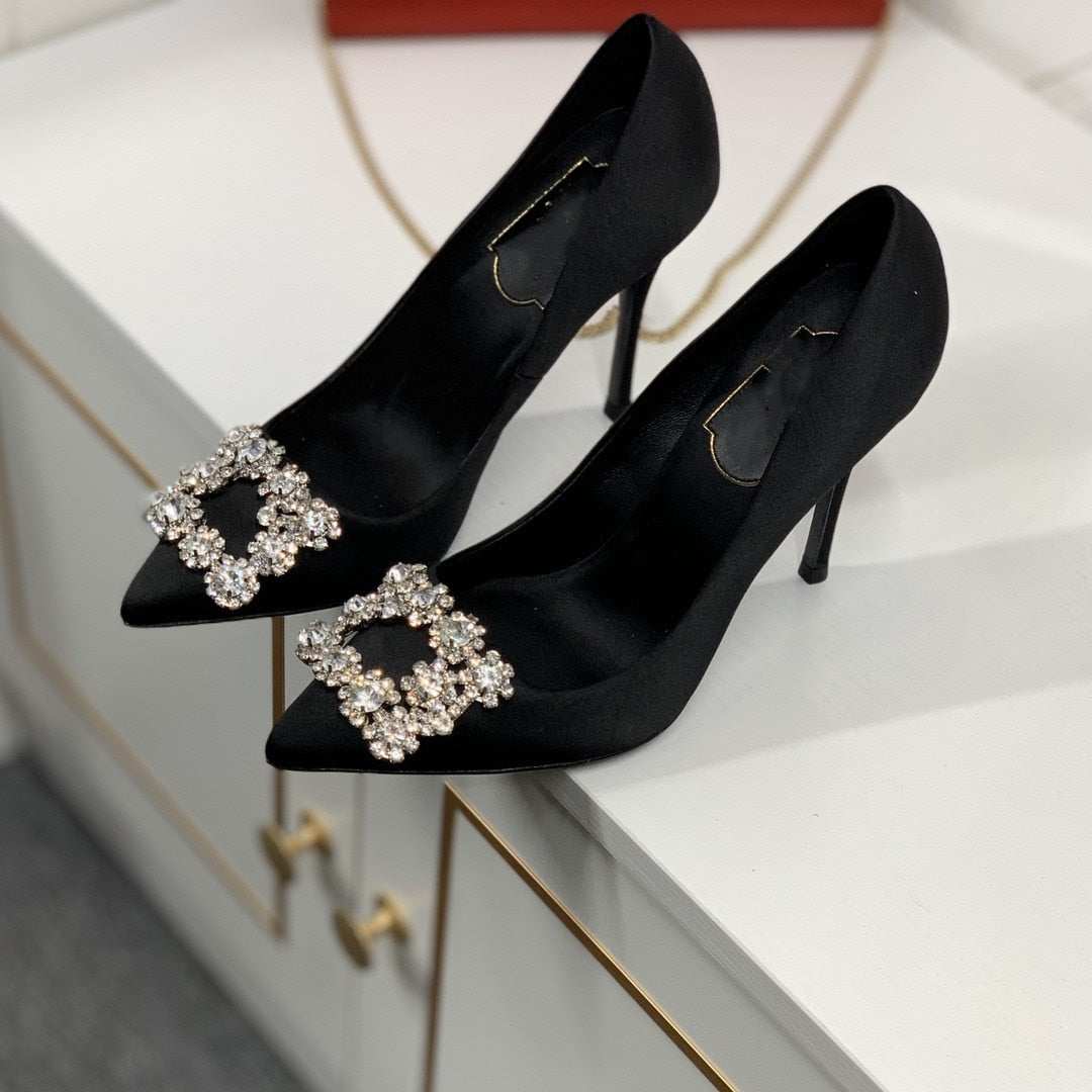 Rhinestone Pointed High Heels Stiletto Party Wedding ShoesWomen&