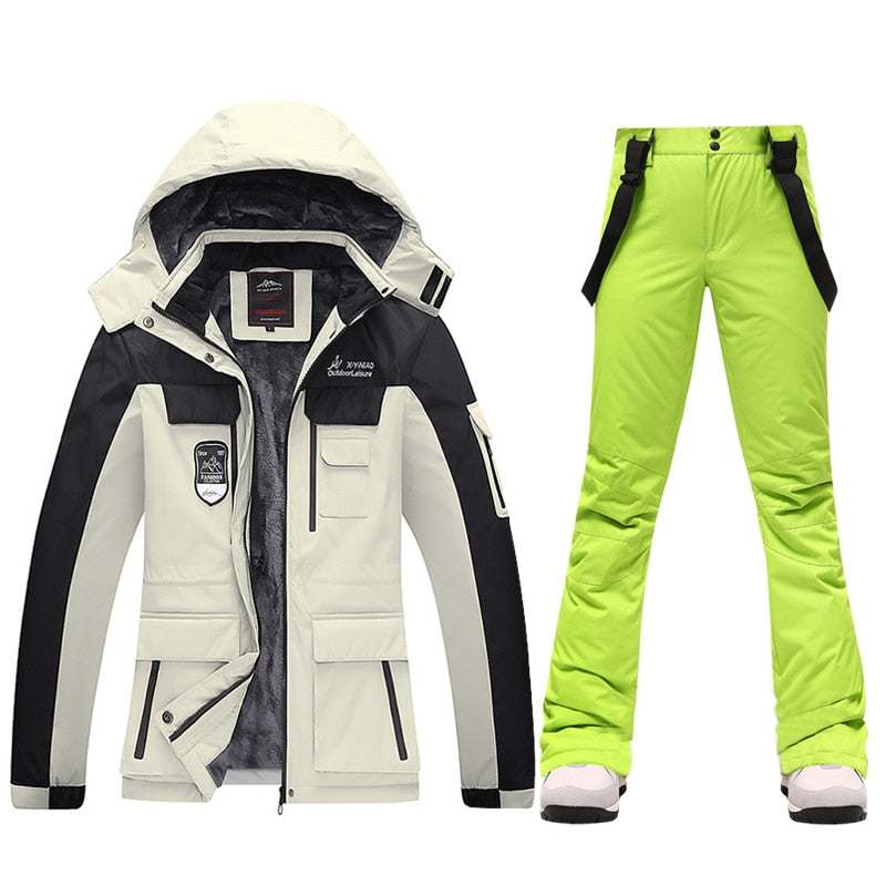 Ski Suits Women's Winter Fleece Ski Jackets and Strap Pants - Acapparelstore