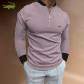 Men Stripe Long Sleeve Shirt Spring Autumn Embroidery Warm T-Shirt - Acapparelstore