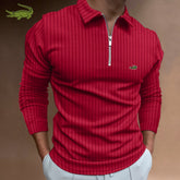 Men Stripe Long Sleeve Shirt Spring Autumn Embroidery Warm T-Shirt - Acapparelstore