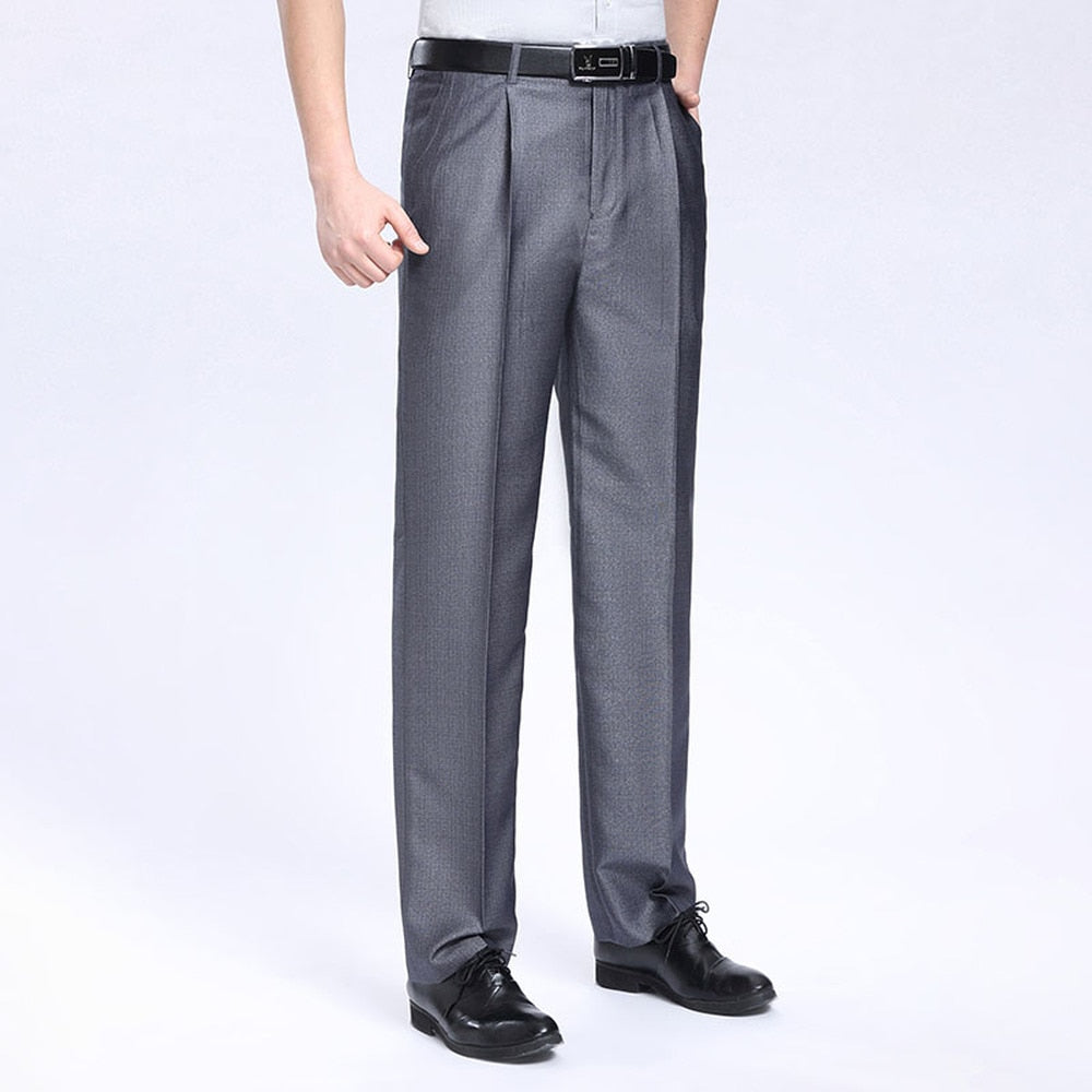 Men's Business Pant Casual Wrinkle-Resistant Pleated Wedding Pants - Acapparelstore