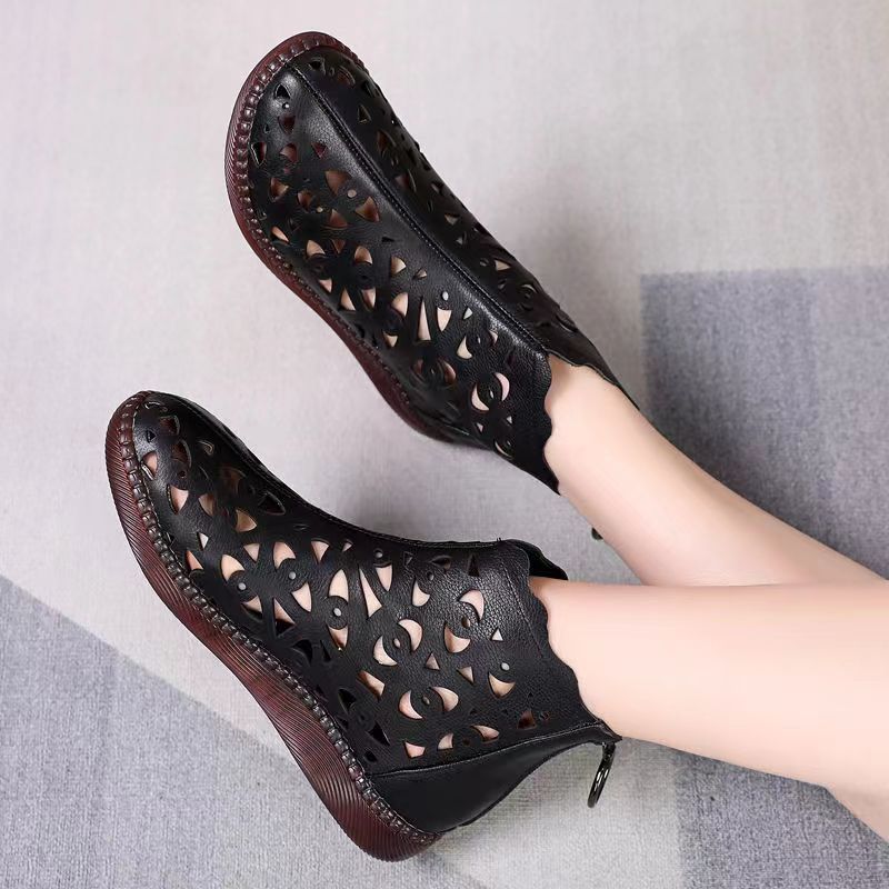 Women's Hollow Out Zip Boots Platform Summer Breathable Shoes - Acapparelstore
