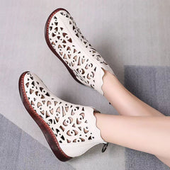 Women's Hollow Out Zip Boots Platform Summer Breathable Shoes - Acapparelstore