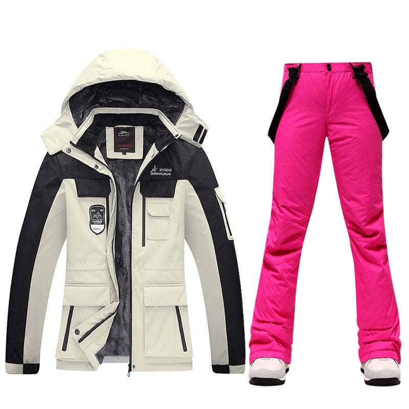 Ski Suits Women's Winter Fleece Ski Jackets and Strap Pants - Acapparelstore