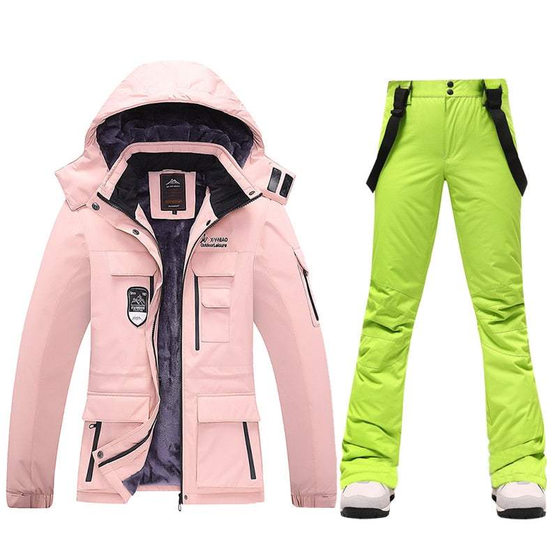 Ski Suits Women's Winter Fleece Ski Jackets and Strap Pants - Acapparelstore