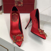 Rhinestone Pointed High Heels Stiletto Party Wedding ShoesWomen&