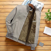 Fashion Jacket Stand Collar Fleece Lined Warm StreetwearMen&
