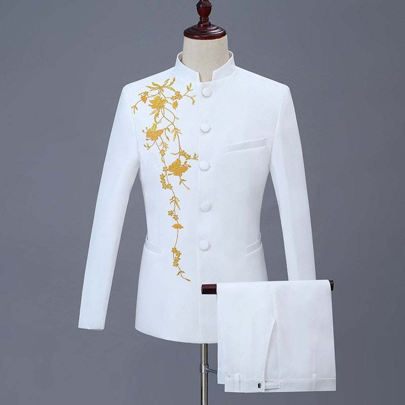 Casual Boutique Personalized Printed Stand-Two Pcs Suit Set Men&