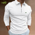 Men Stripe Long Sleeve Shirt Spring Autumn Embroidery Warm T-Shirt - Acapparelstore