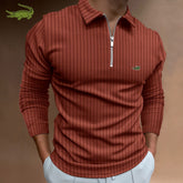 Men Stripe Long Sleeve Shirt Spring Autumn Embroidery Warm T-Shirt - Acapparelstore