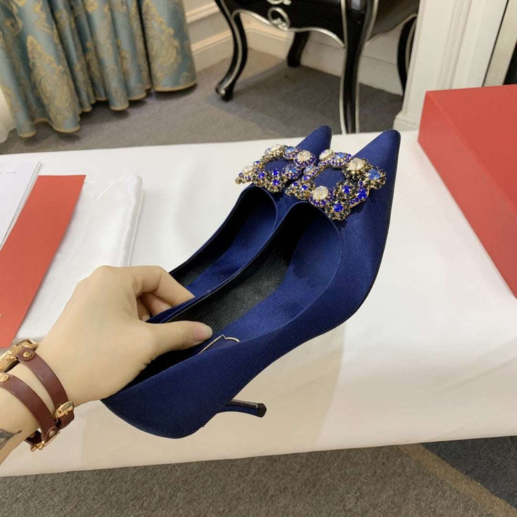 Rhinestone Pointed High Heels Stiletto Party Wedding ShoesWomen&
