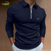 Men Stripe Long Sleeve Shirt Spring Autumn Embroidery Warm T-Shirt - Acapparelstore